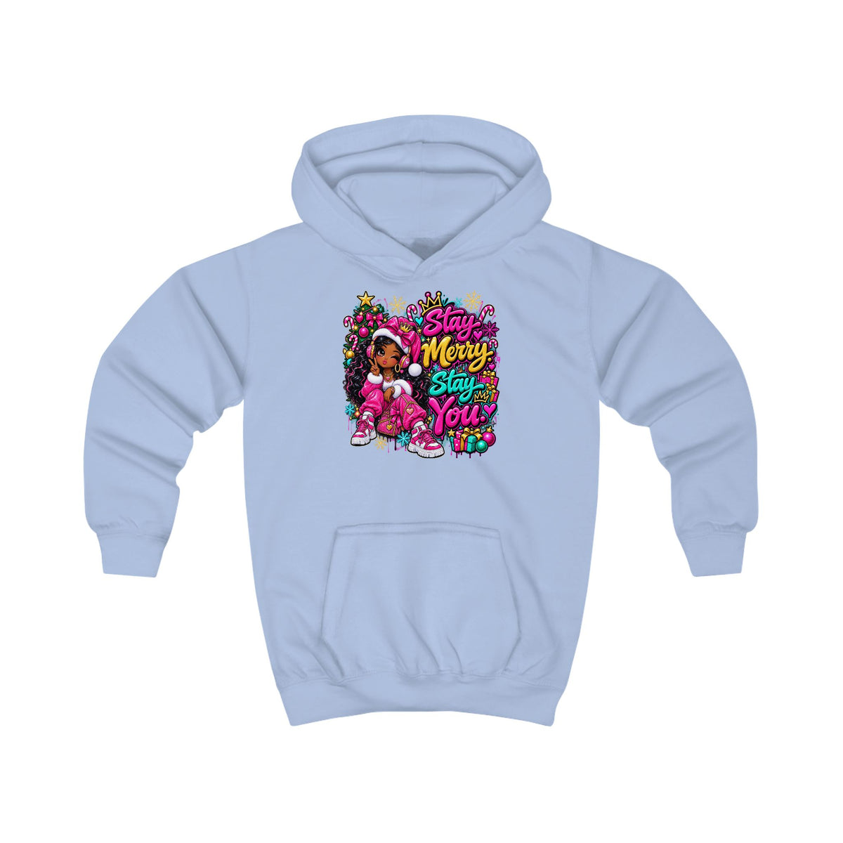 Kids Hoodie Stay Merry. Stay You Holiday Graphic Hoodie (Merry & Bright)
