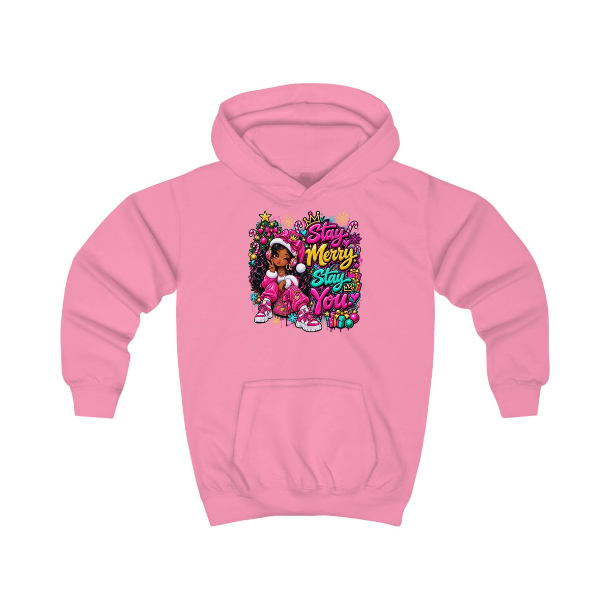 Kids Hoodie Stay Merry. Stay You Holiday Graphic Hoodie (Merry & Bright)