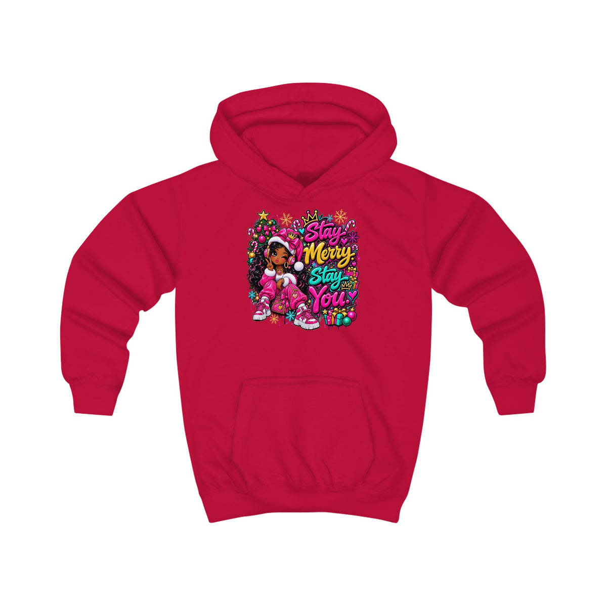 Kids Hoodie Stay Merry. Stay You Holiday Graphic Hoodie (Merry & Bright)