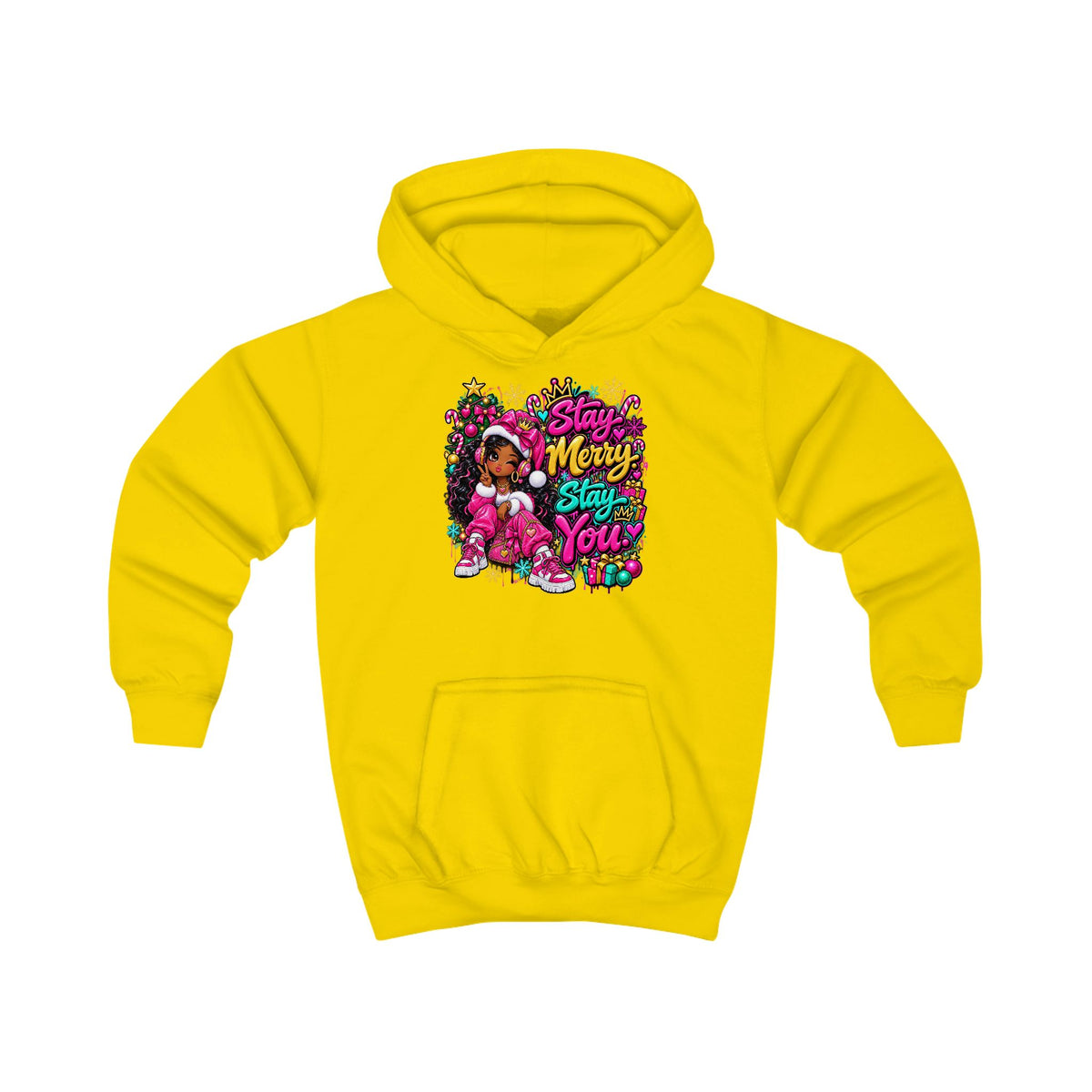 Kids Hoodie Stay Merry. Stay You Holiday Graphic Hoodie (Merry & Bright)
