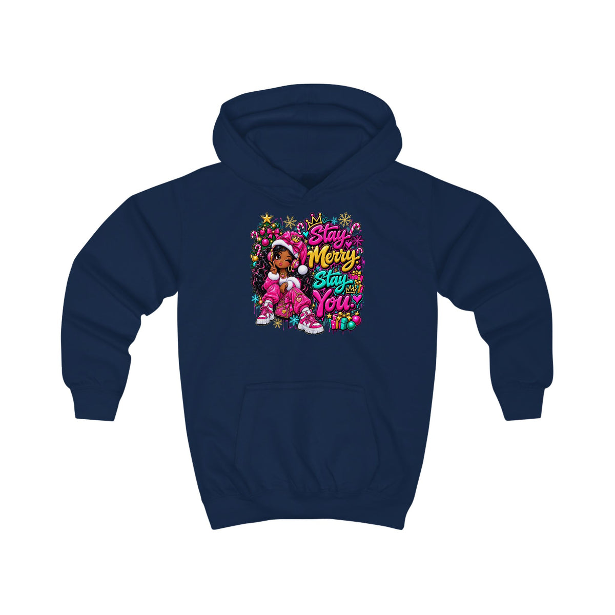 Kids Hoodie Stay Merry. Stay You Holiday Graphic Hoodie (Merry & Bright)