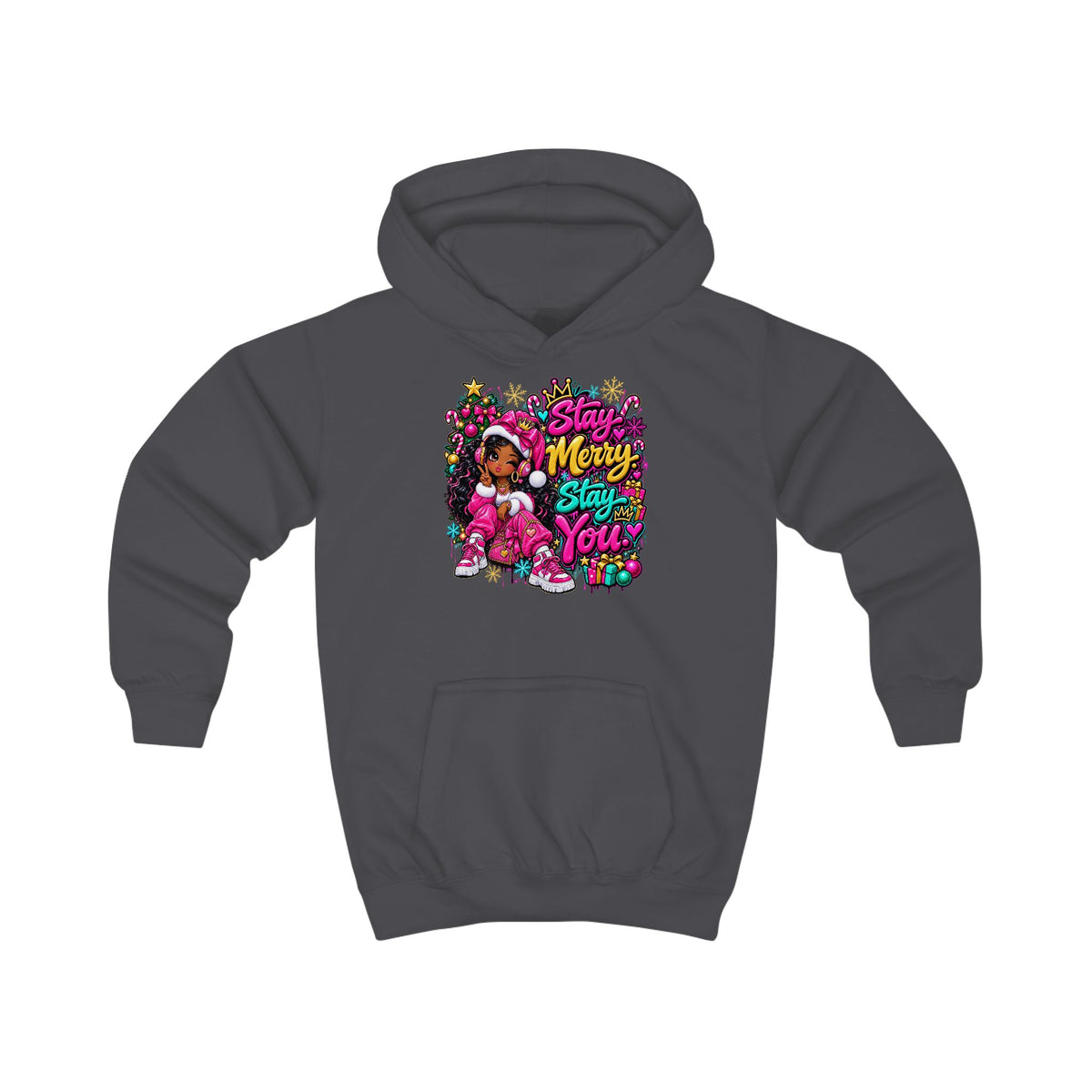 Kids Hoodie Stay Merry. Stay You Holiday Graphic Hoodie (Merry & Bright)