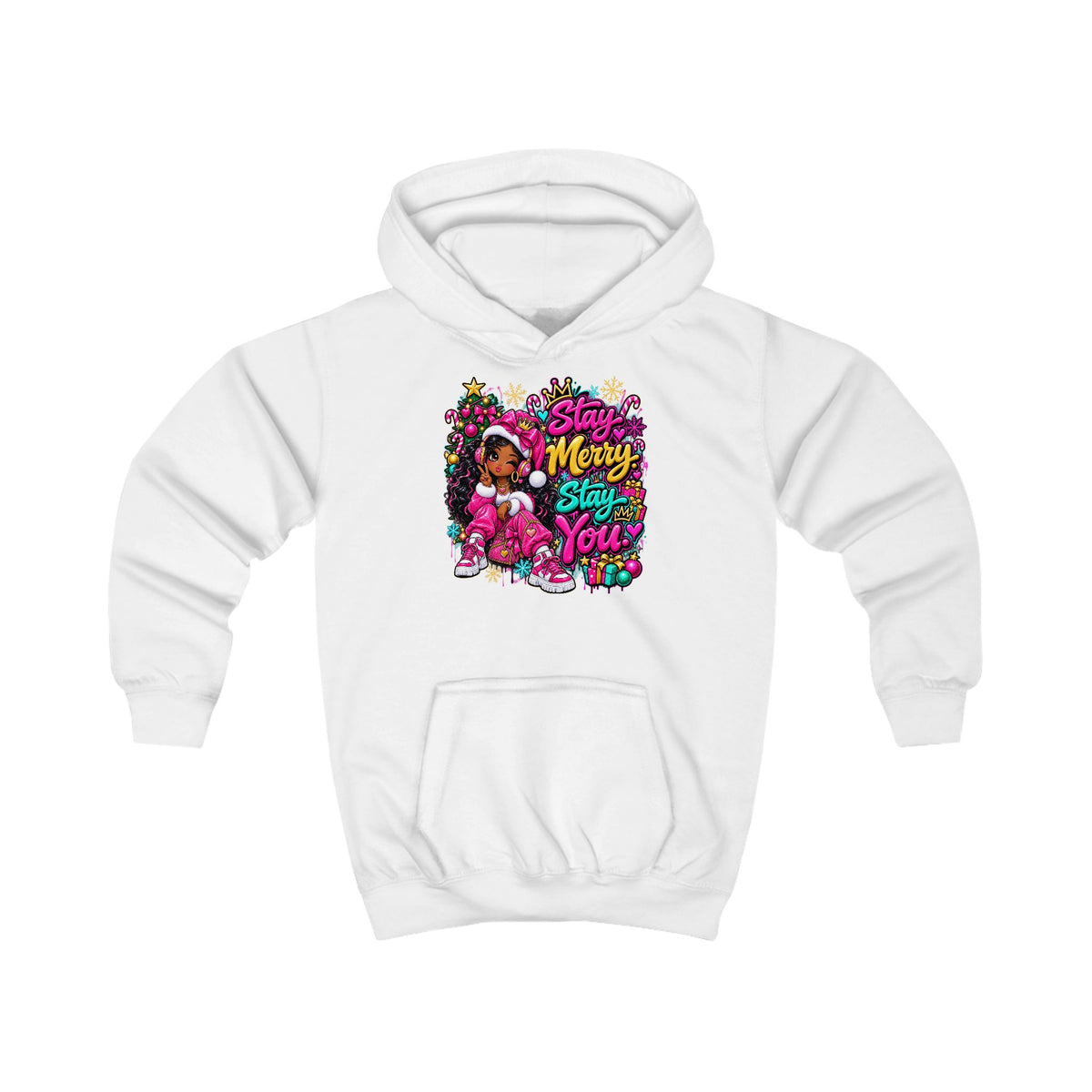 Kids Hoodie Stay Merry. Stay You Holiday Graphic Hoodie (Merry & Bright)