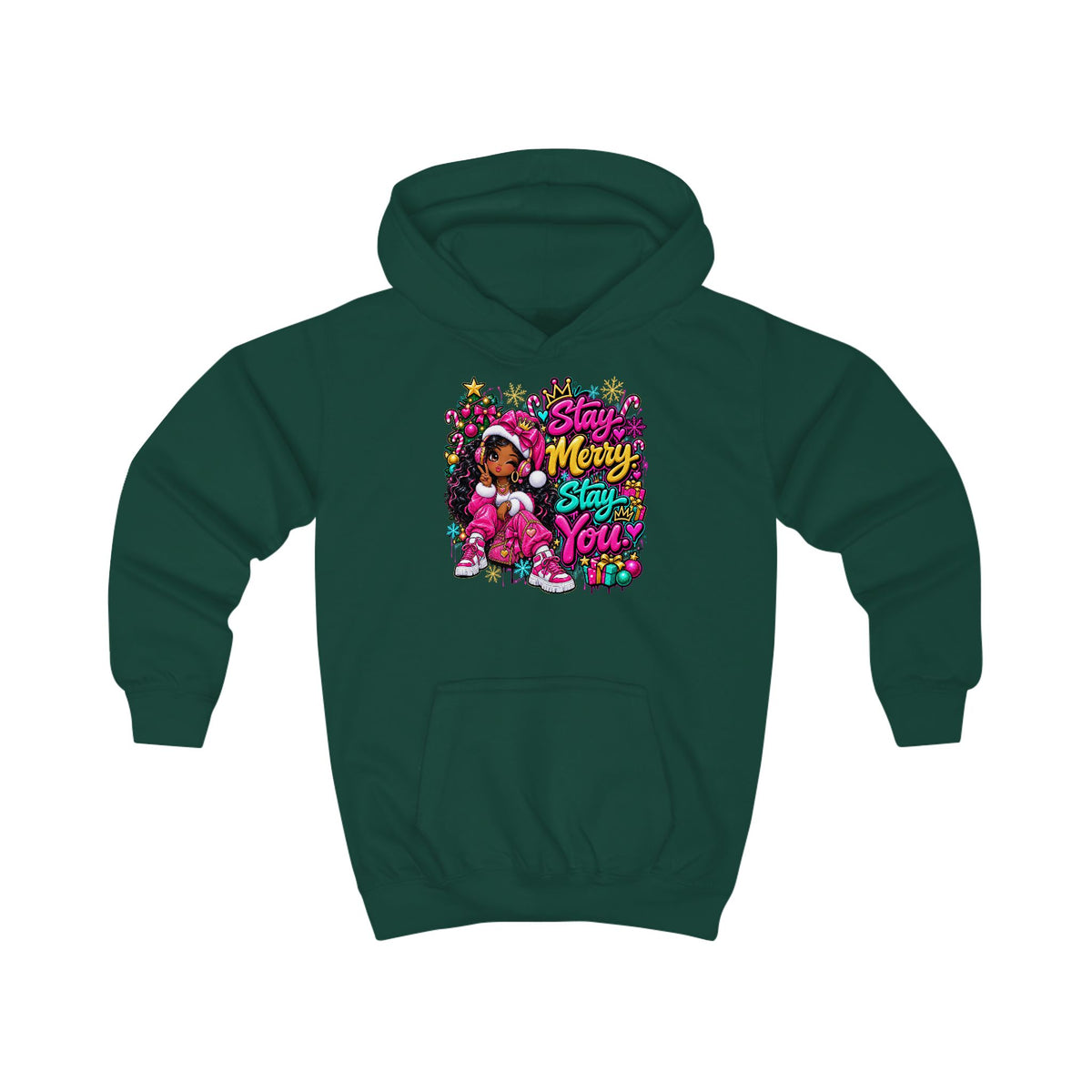 Kids Hoodie Stay Merry. Stay You Holiday Graphic Hoodie (Merry & Bright)