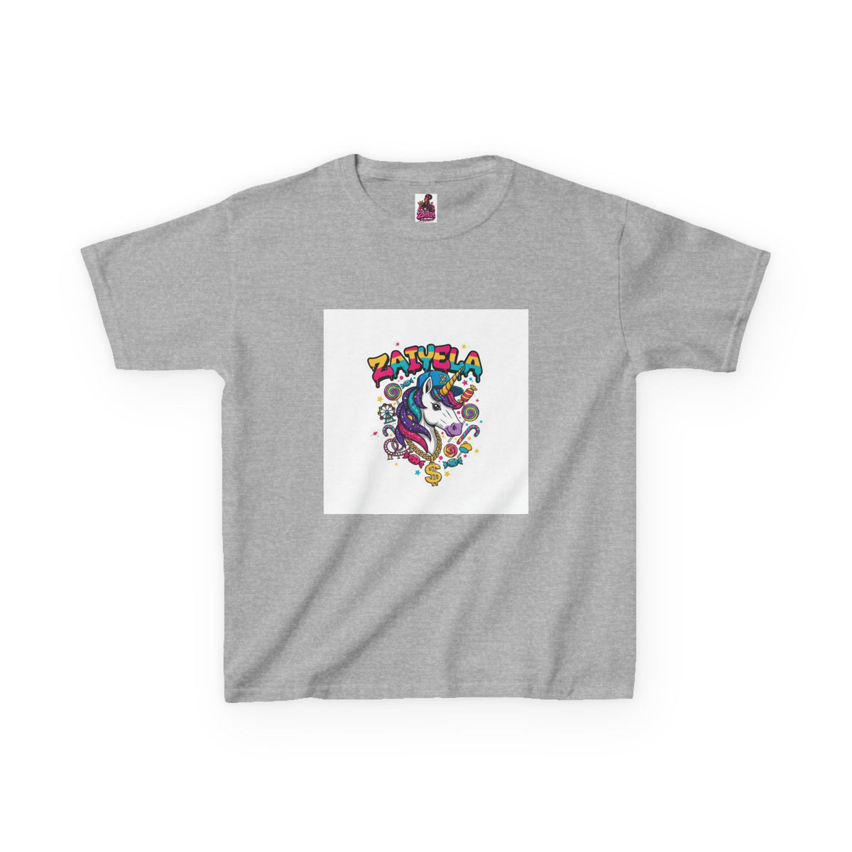Kids T-Shirt  Colorful Unicorn Graphic  Zaiyela Cute Rainbow Tee for Girls & Boys