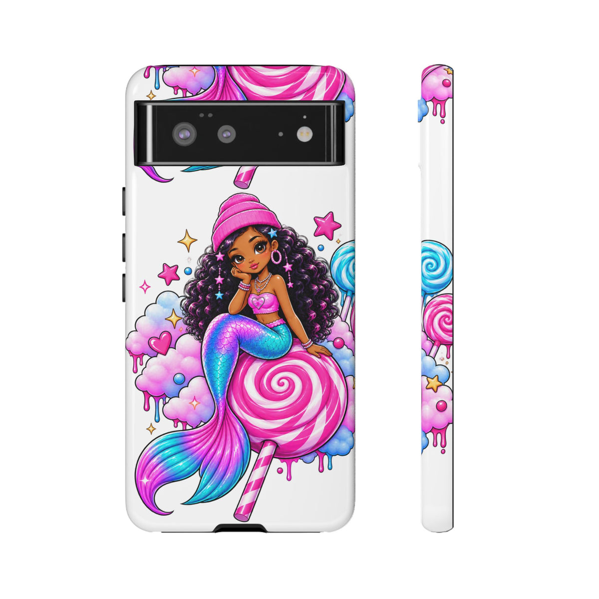 Cute Mermaid Candy Phone Case  Pink Lollipop Fantasy Tough Case