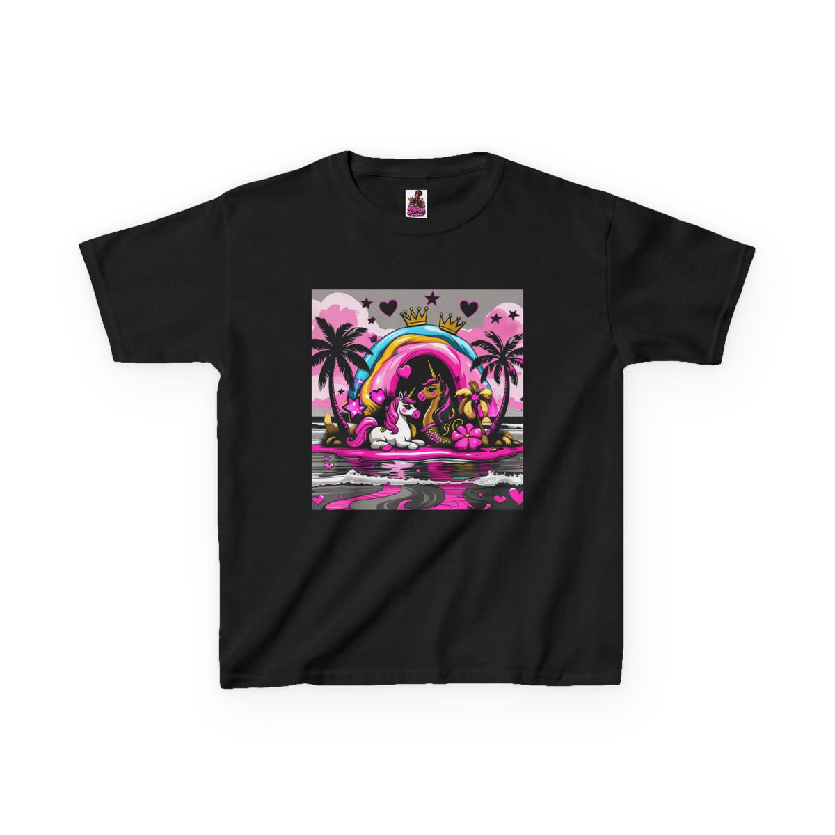 Kids Unicorn Rainbow Tee  Cute Pink Fantasy Graphic T-Shirt for Girls