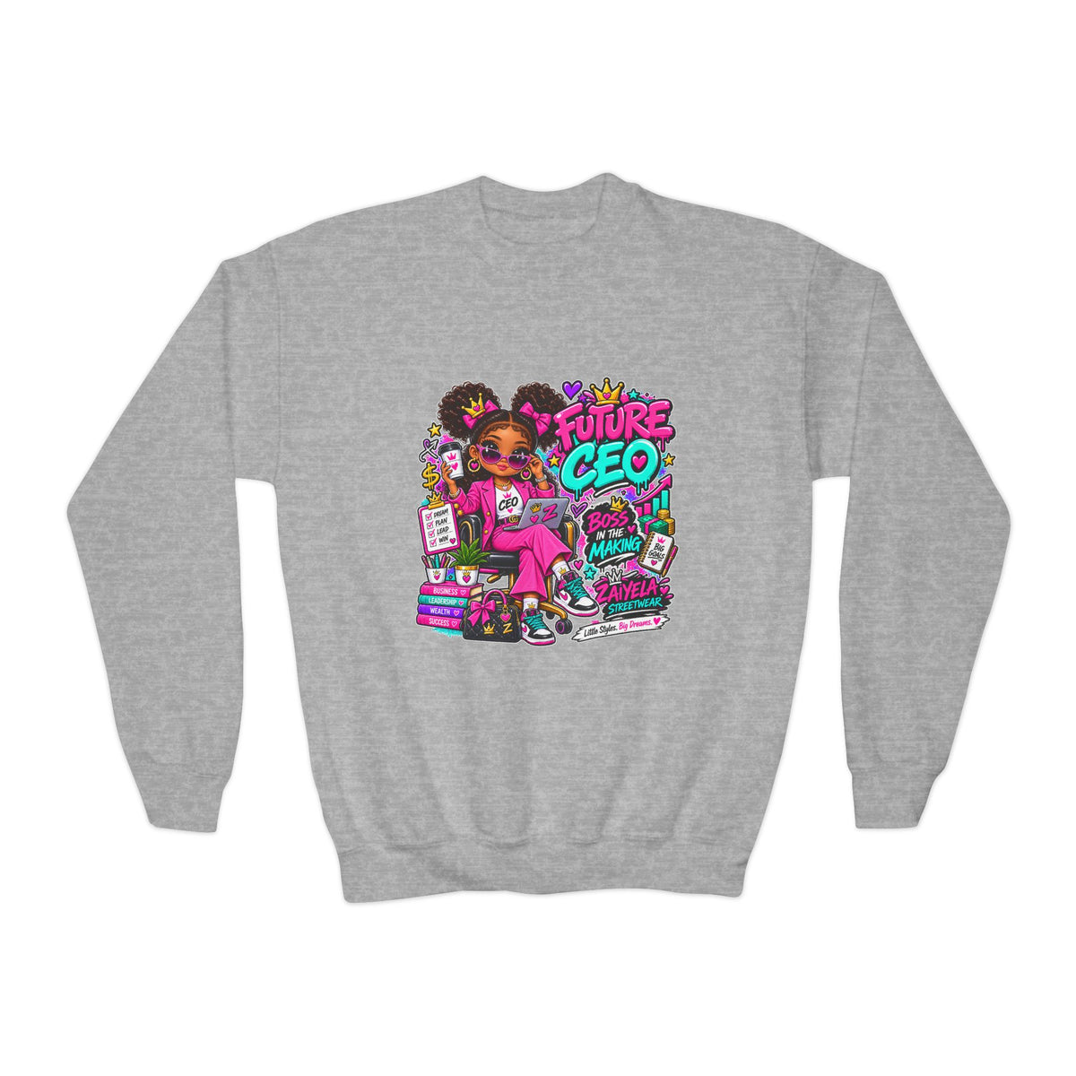 Youth Crewneck Sweatshirt Future CEO Big Dreams Big Goals Graphic Pullover