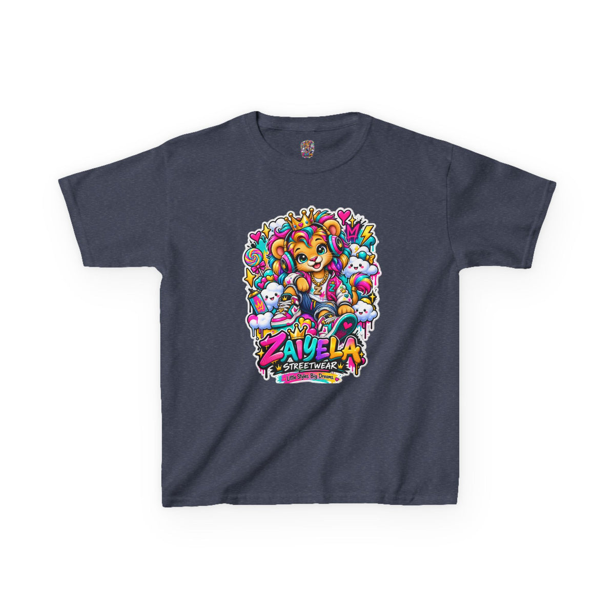 Kids Tee — Colorful Cartoon Rainbow Lion Cub Graphic