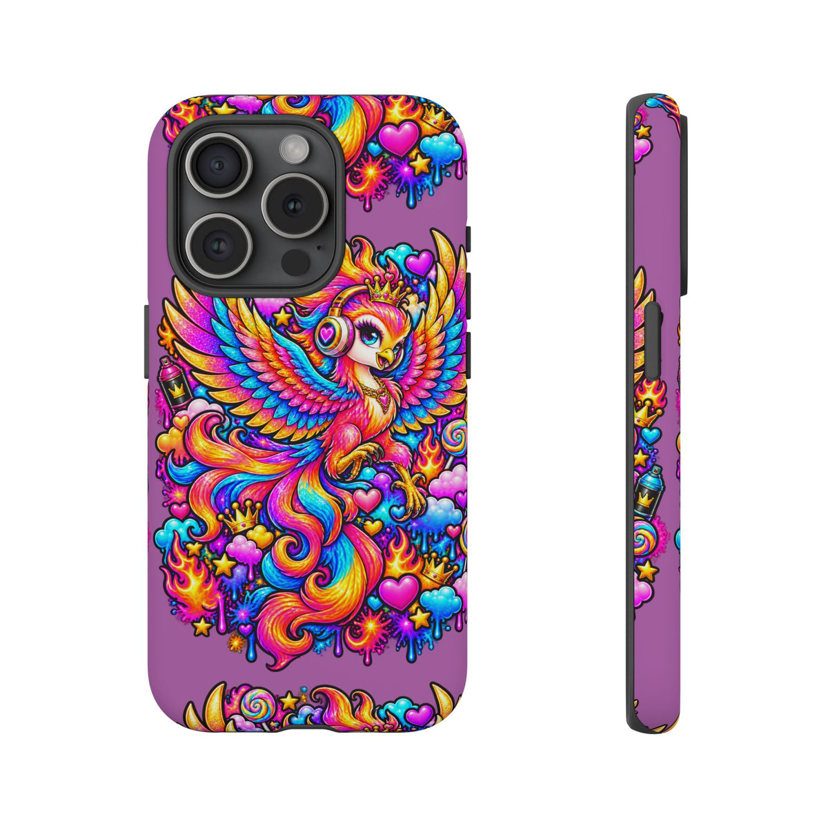 Phone Case — Vibrant Rainbow Phoenix with Headphones
