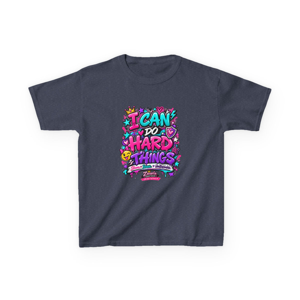 Kids T‑Shirt — "I Can Do Hard Things" Colorful Motivational Graphic Tee