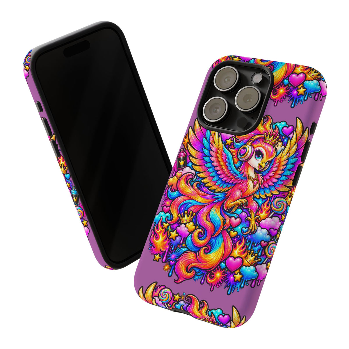 Phone Case — Vibrant Rainbow Phoenix with Headphones