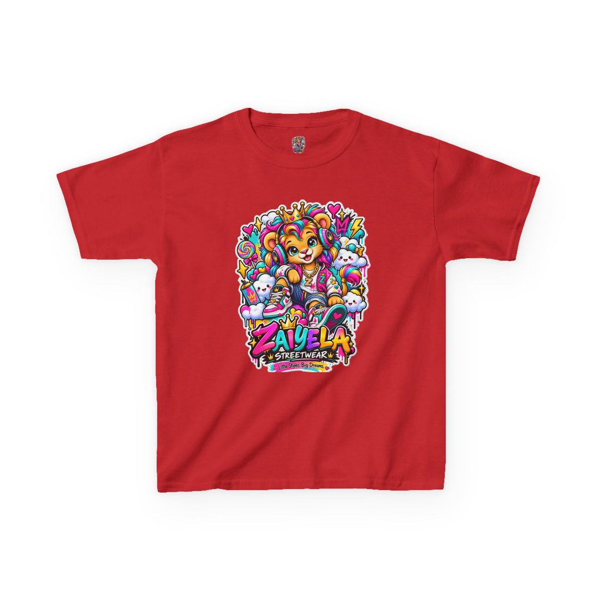 Kids Tee — Colorful Cartoon Rainbow Lion Cub Graphic