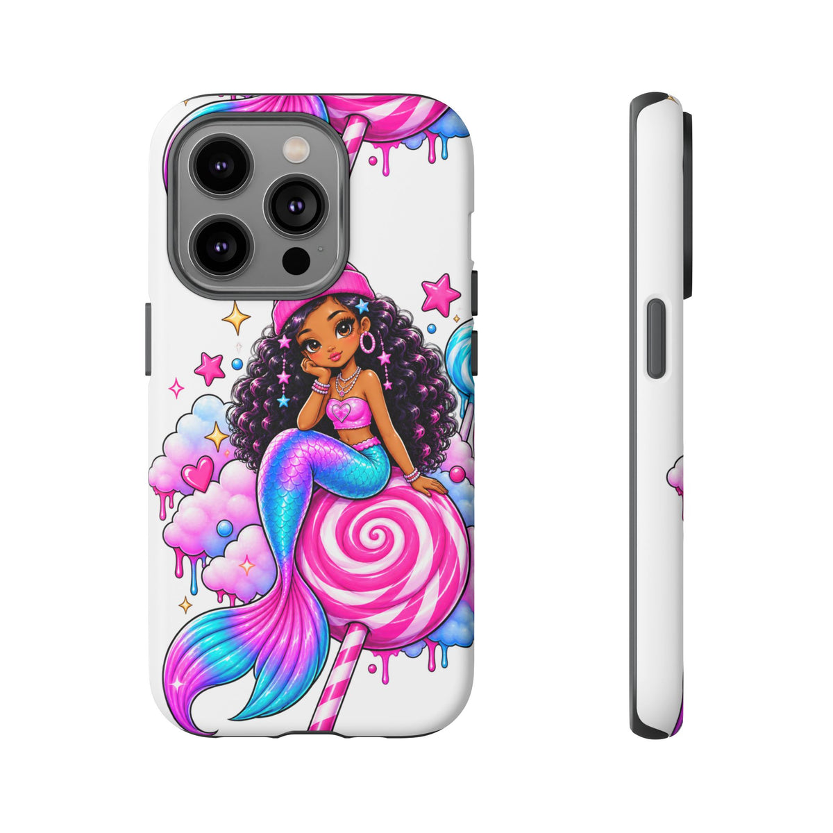 Cute Mermaid Candy Phone Case  Pink Lollipop Fantasy Tough Case