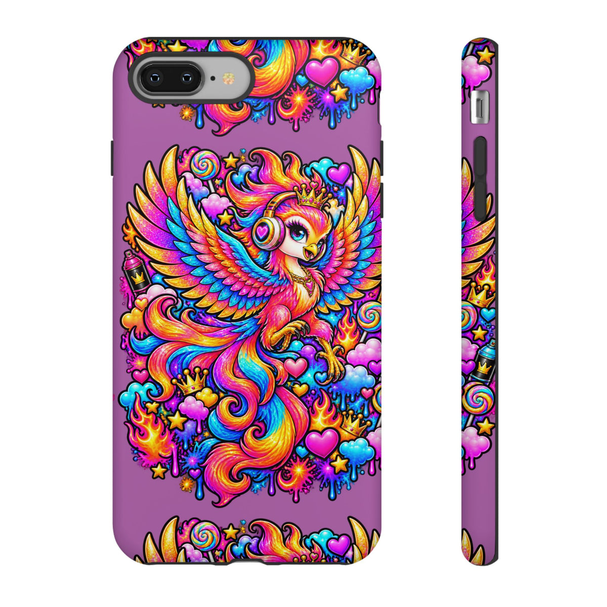 Phone Case — Vibrant Rainbow Phoenix with Headphones