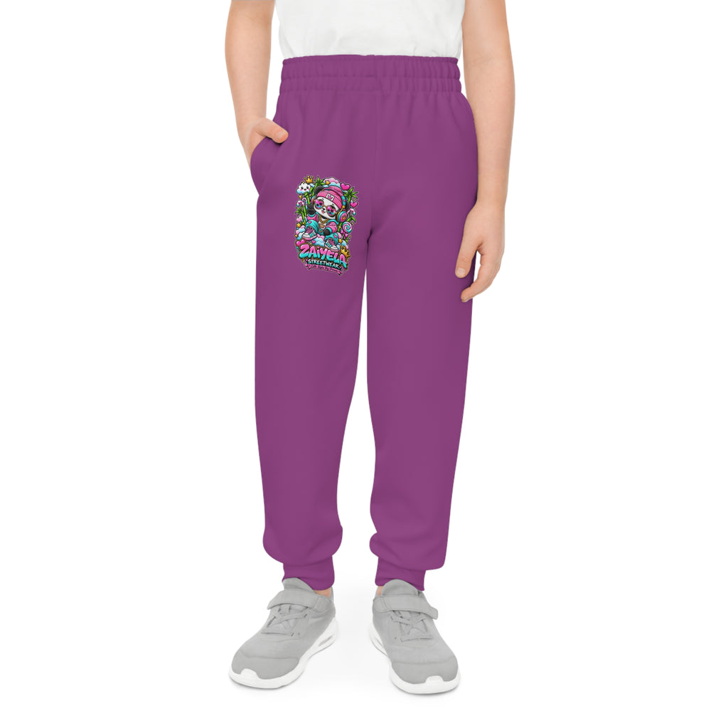 Youth Joggers — Colorful Glam Panda Monster Crew Graphic