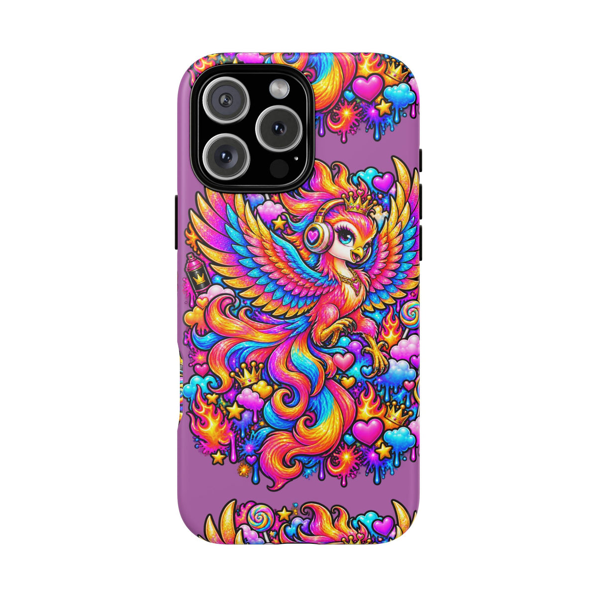 Phone Case — Vibrant Rainbow Phoenix with Headphones