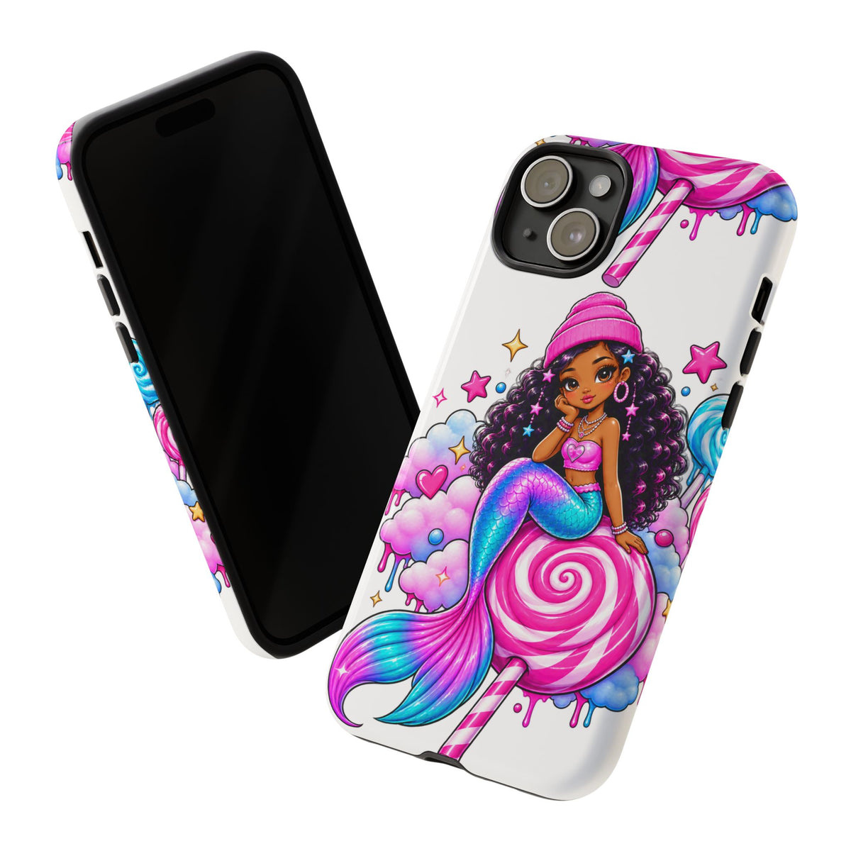 Cute Mermaid Candy Phone Case  Pink Lollipop Fantasy Tough Case