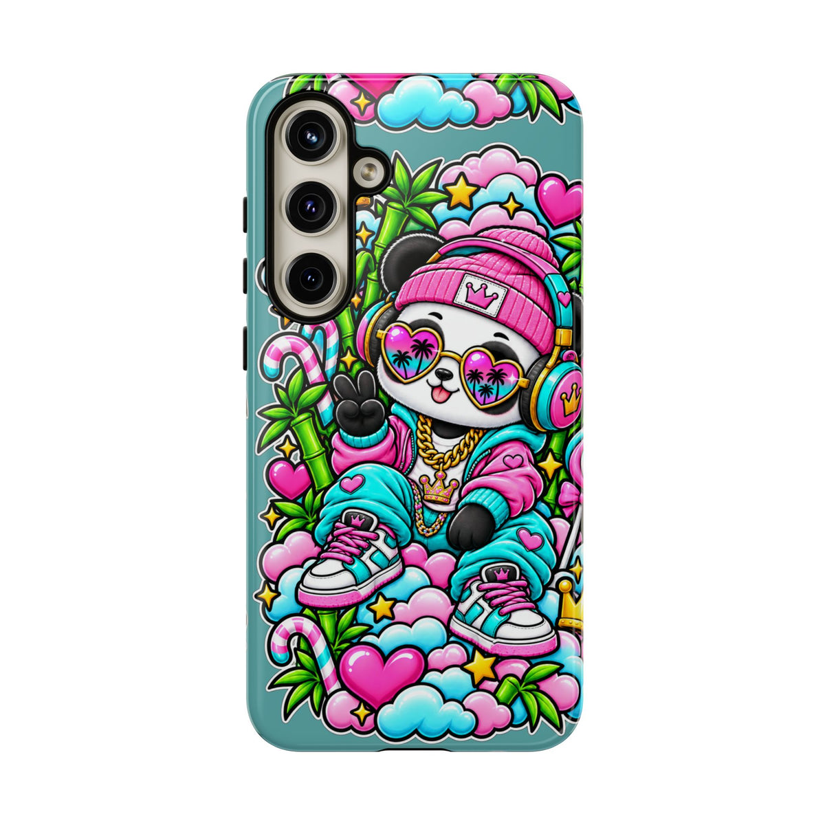 Cute Panda Phone Case Glam Panda Tropical Design