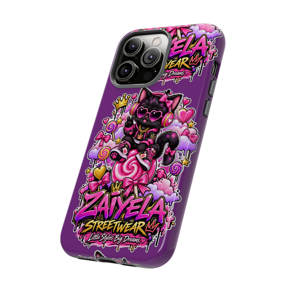 Cute Black Cat Candy Phone Case — Zaiyela Streetwear Magical Kitty