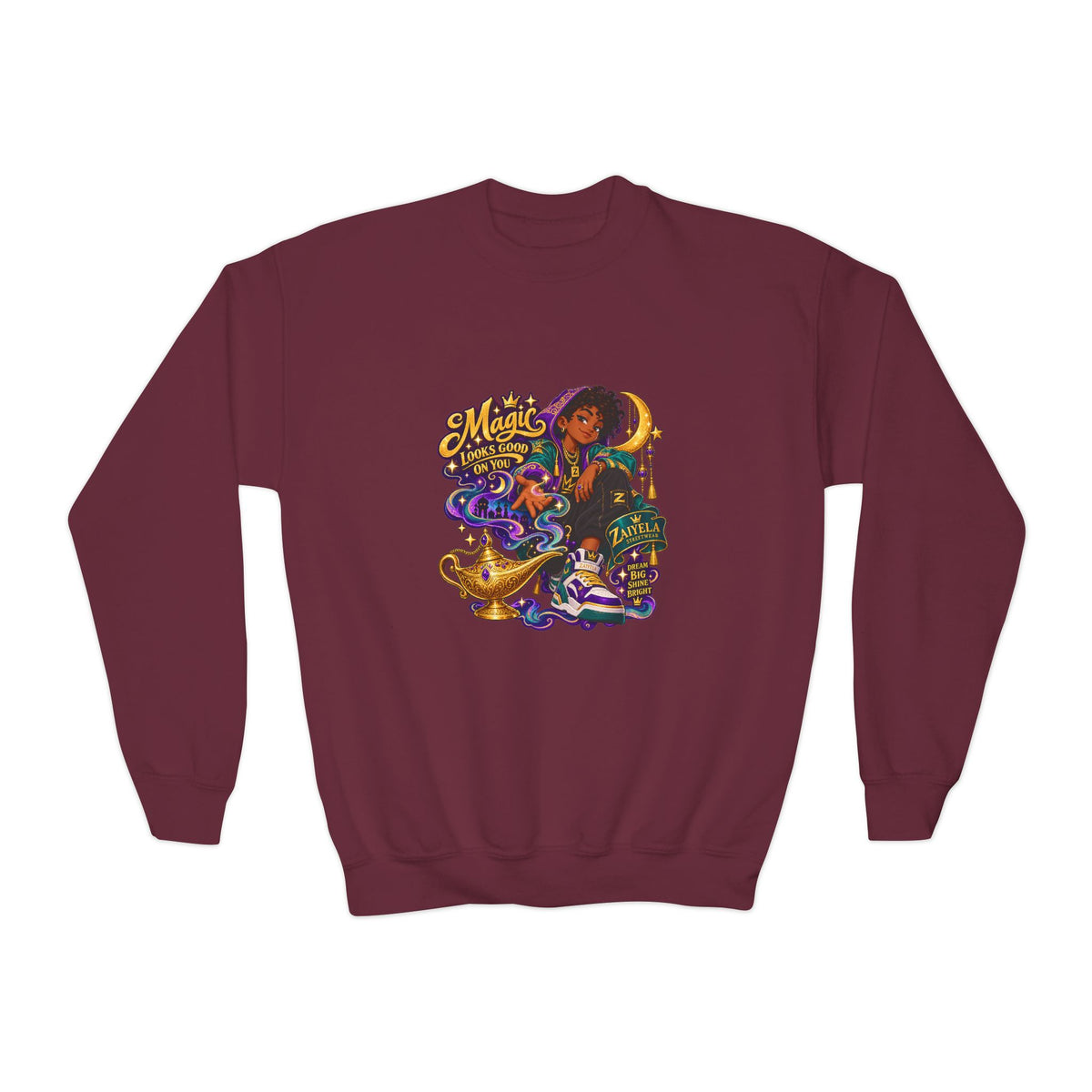 Dream Big Youth Crewneck Sweatshirt — Magic Follows You Graphic