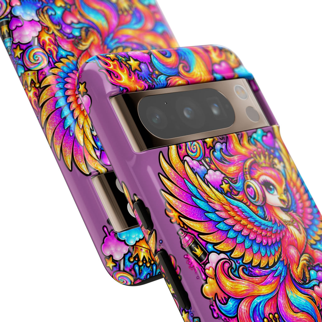 Phone Case — Vibrant Rainbow Phoenix with Headphones