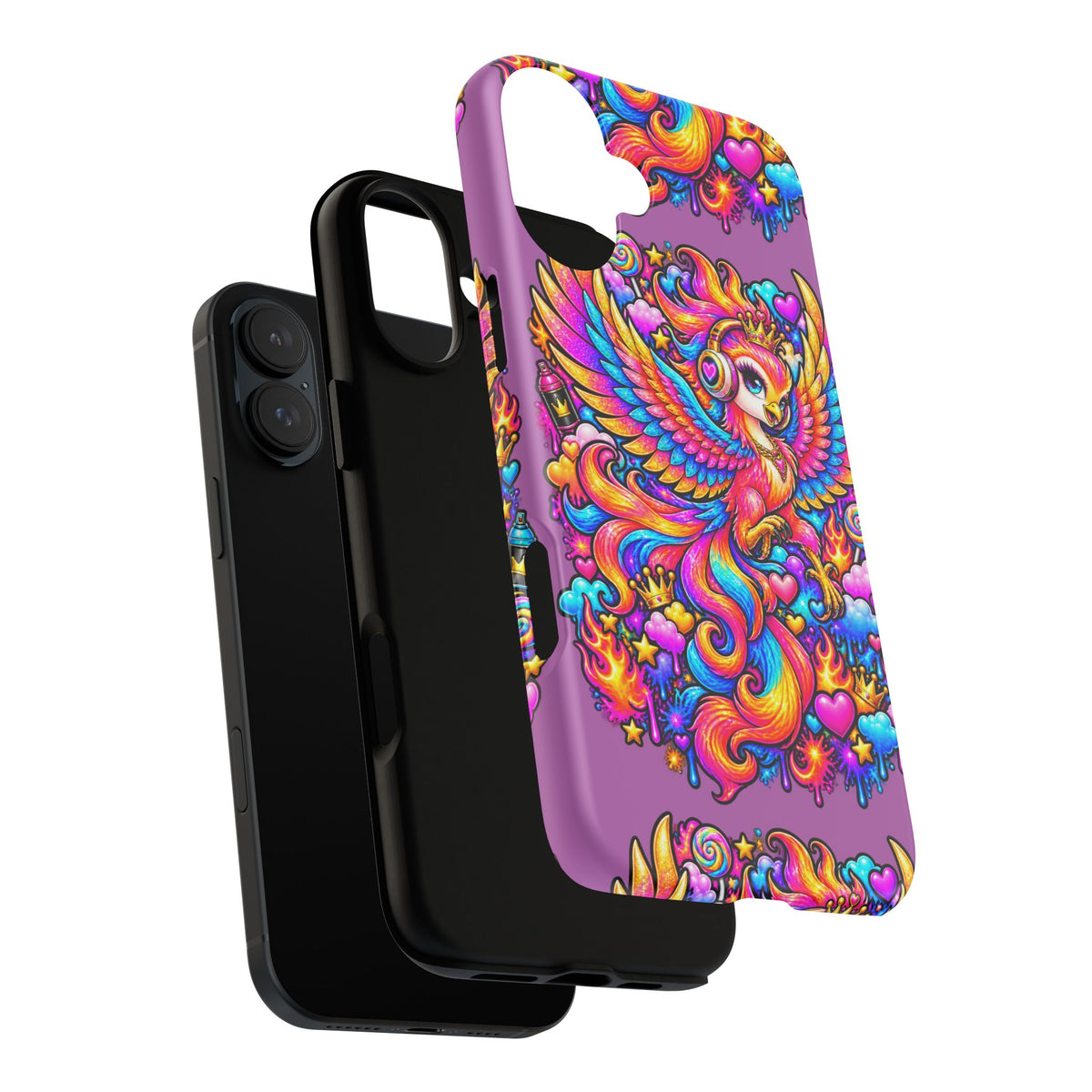 Phone Case — Vibrant Rainbow Phoenix with Headphones