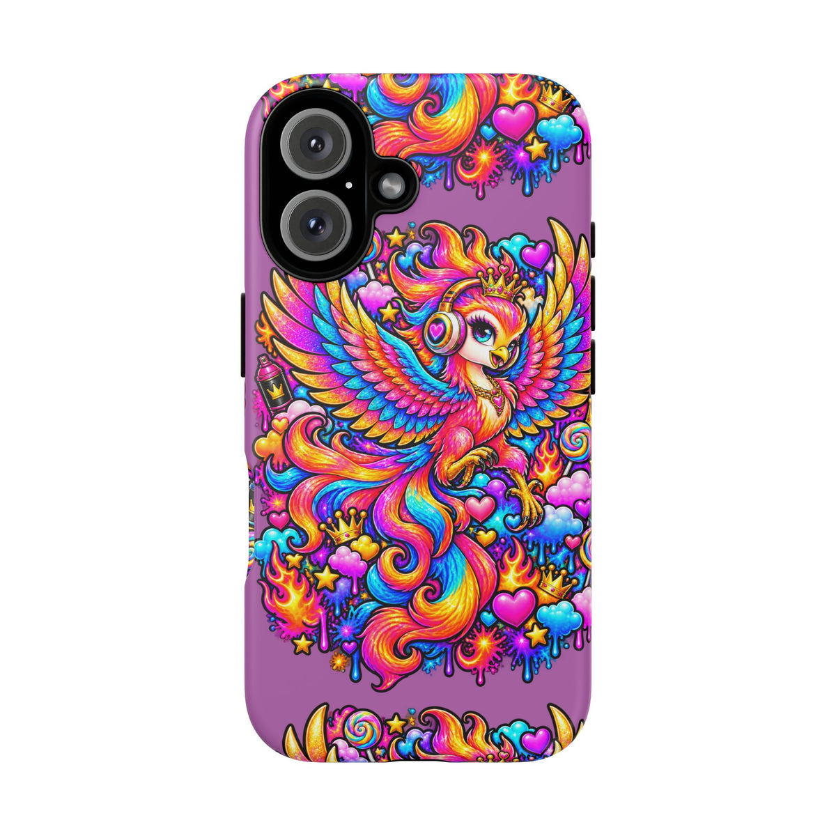 Phone Case — Vibrant Rainbow Phoenix with Headphones