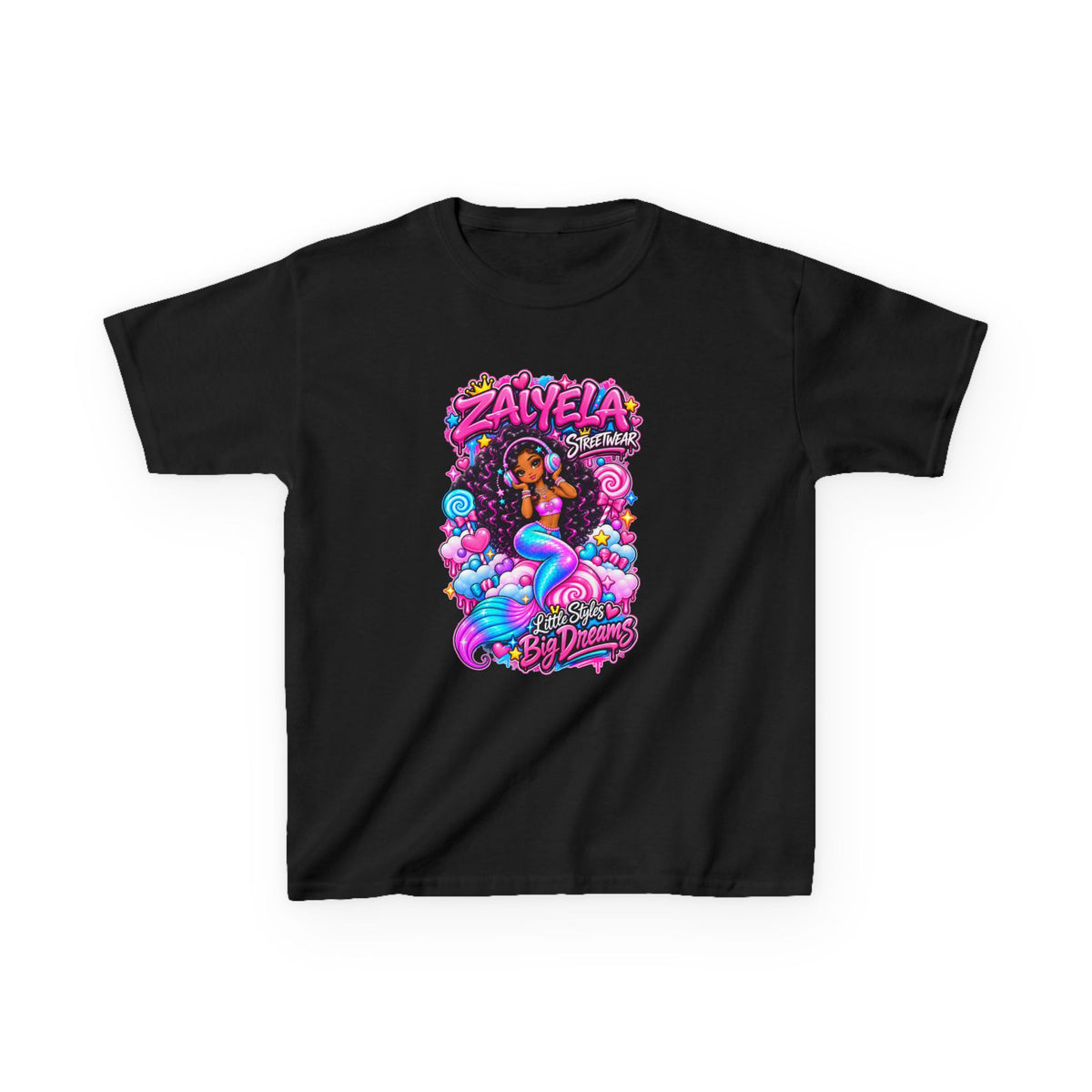 Kids Tee  Colorful Mermaid Cartoon Design