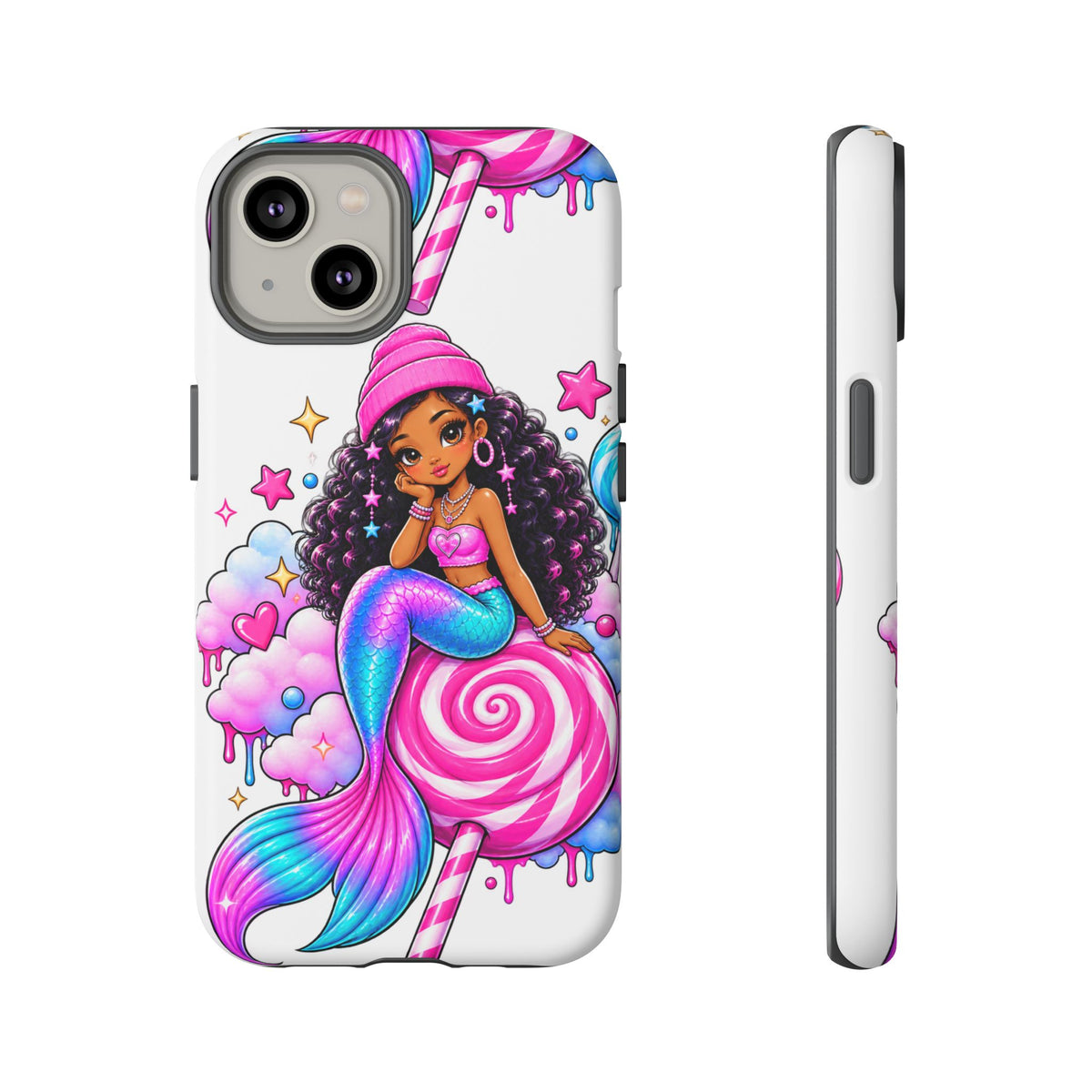 Cute Mermaid Candy Phone Case  Pink Lollipop Fantasy Tough Case