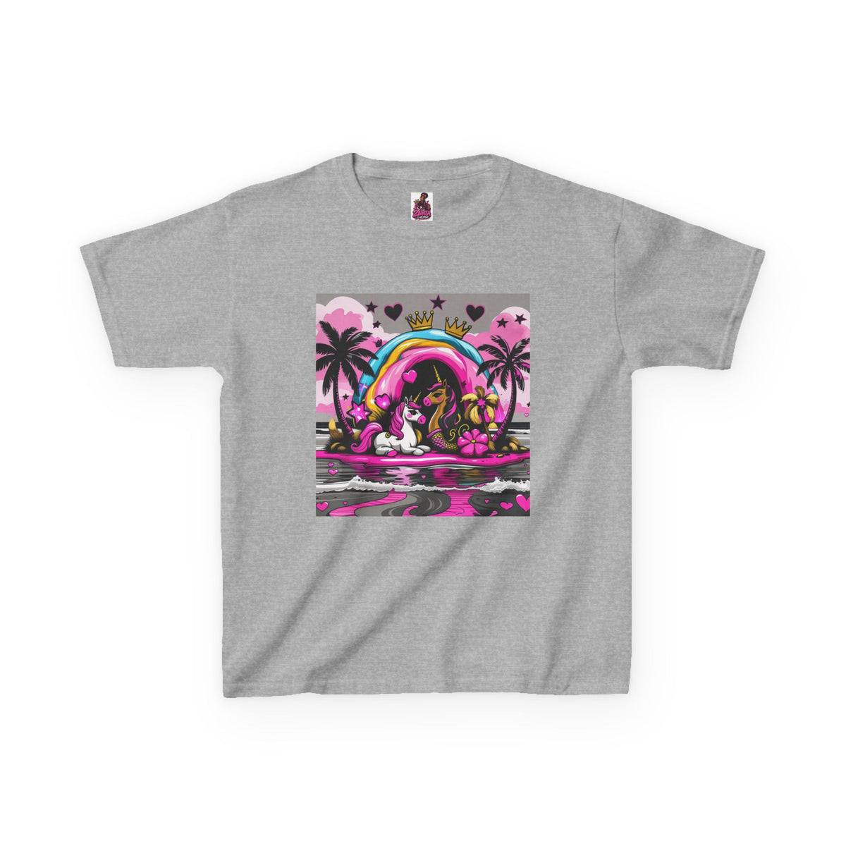 Kids Unicorn Rainbow Tee  Cute Pink Fantasy Graphic T-Shirt for Girls