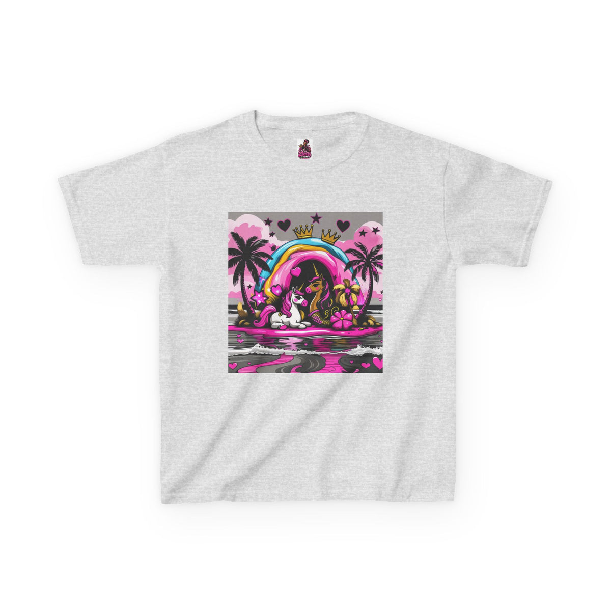 Kids Unicorn Rainbow Tee  Cute Pink Fantasy Graphic T-Shirt for Girls