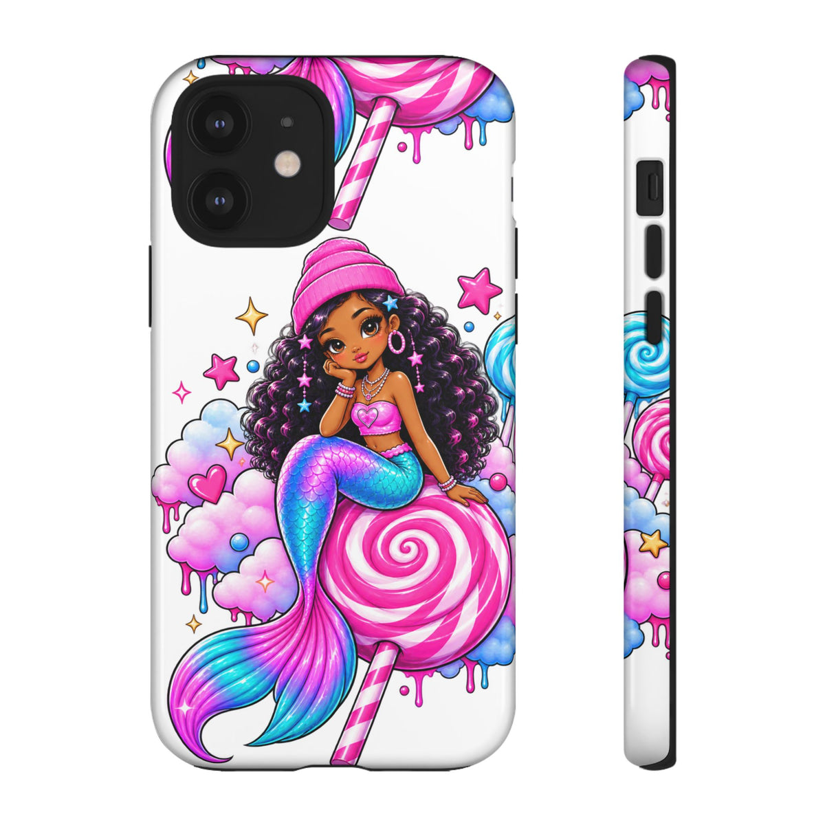 Cute Mermaid Candy Phone Case  Pink Lollipop Fantasy Tough Case