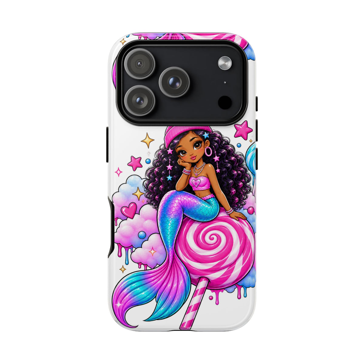 Cute Mermaid Candy Phone Case  Pink Lollipop Fantasy Tough Case