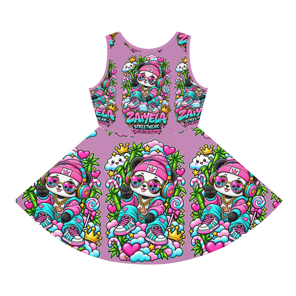 Girls' Sundress — Pink Cute Glam Panda Streetwear All-Over-Print