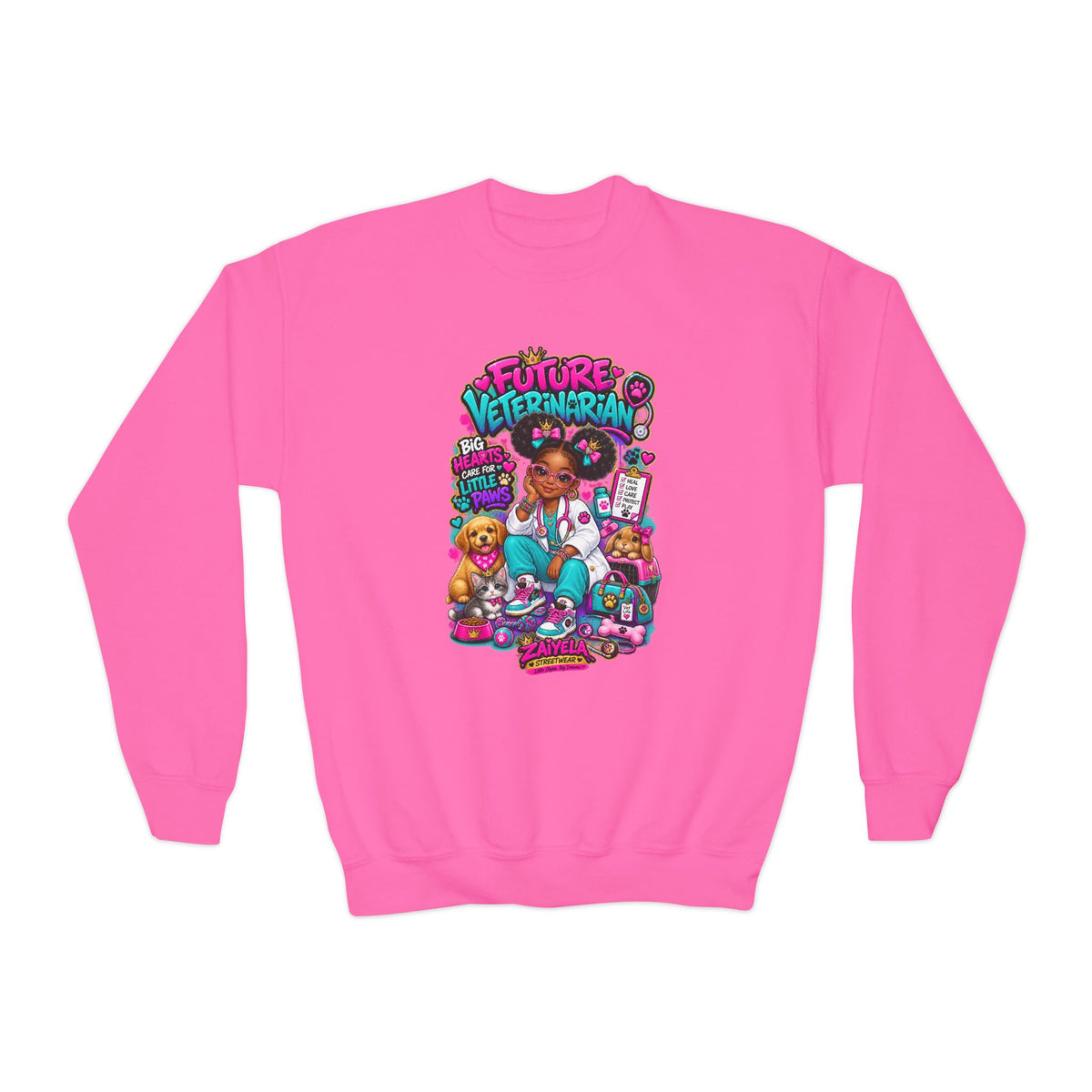 Youth Crewneck Sweatshirt Future Veterinarian Cute Veterinary Kid Graphic