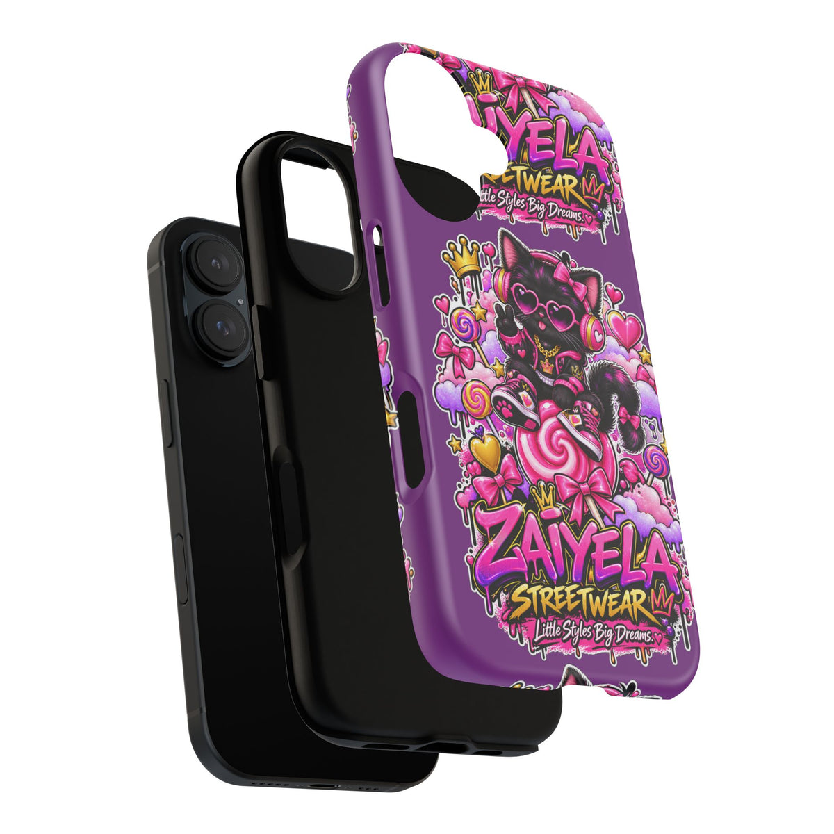 Cute Black Cat Candy Phone Case — Zaiyela Streetwear Magical Kitty