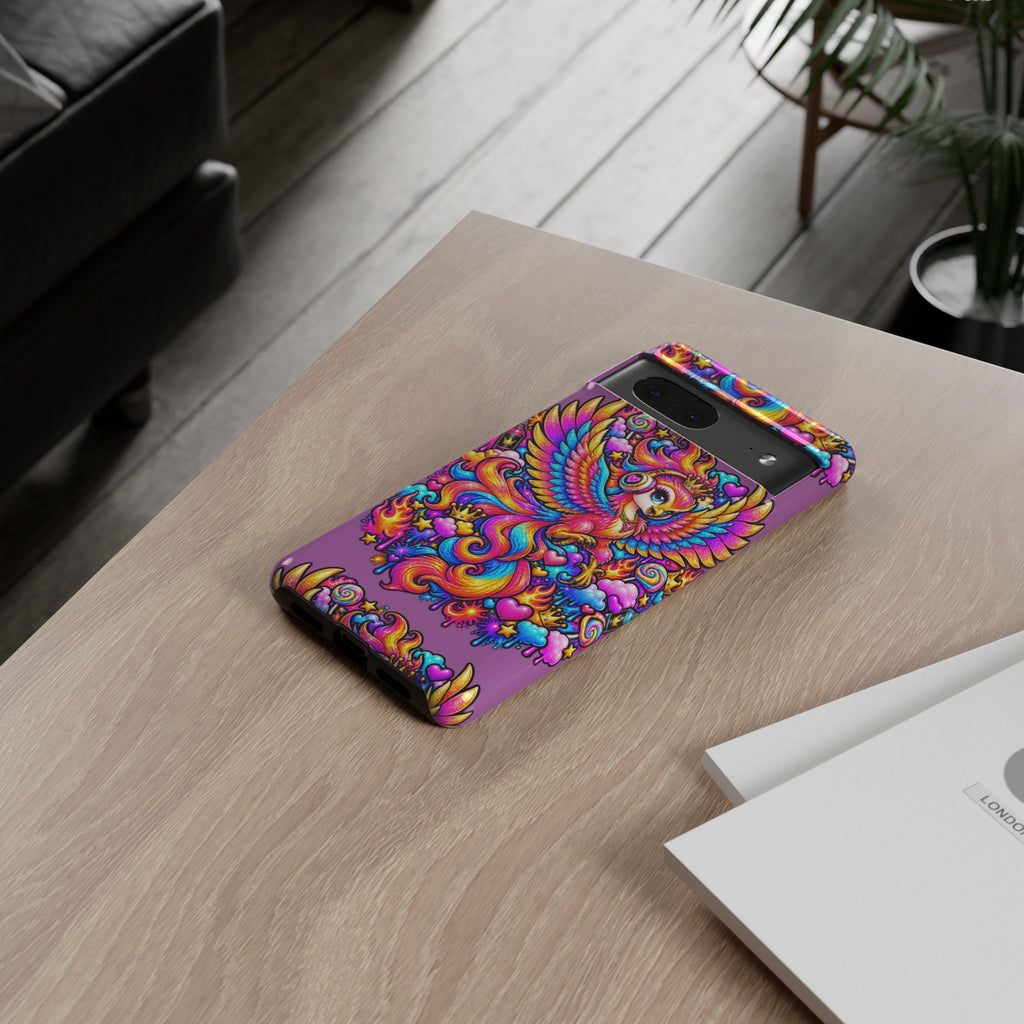 Phone Case — Vibrant Rainbow Phoenix with Headphones