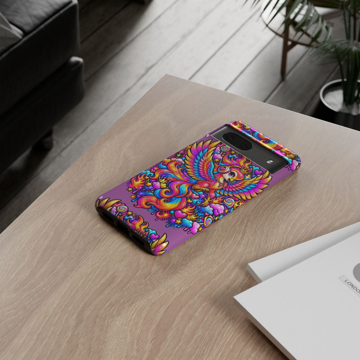 Phone Case — Vibrant Rainbow Phoenix with Headphones