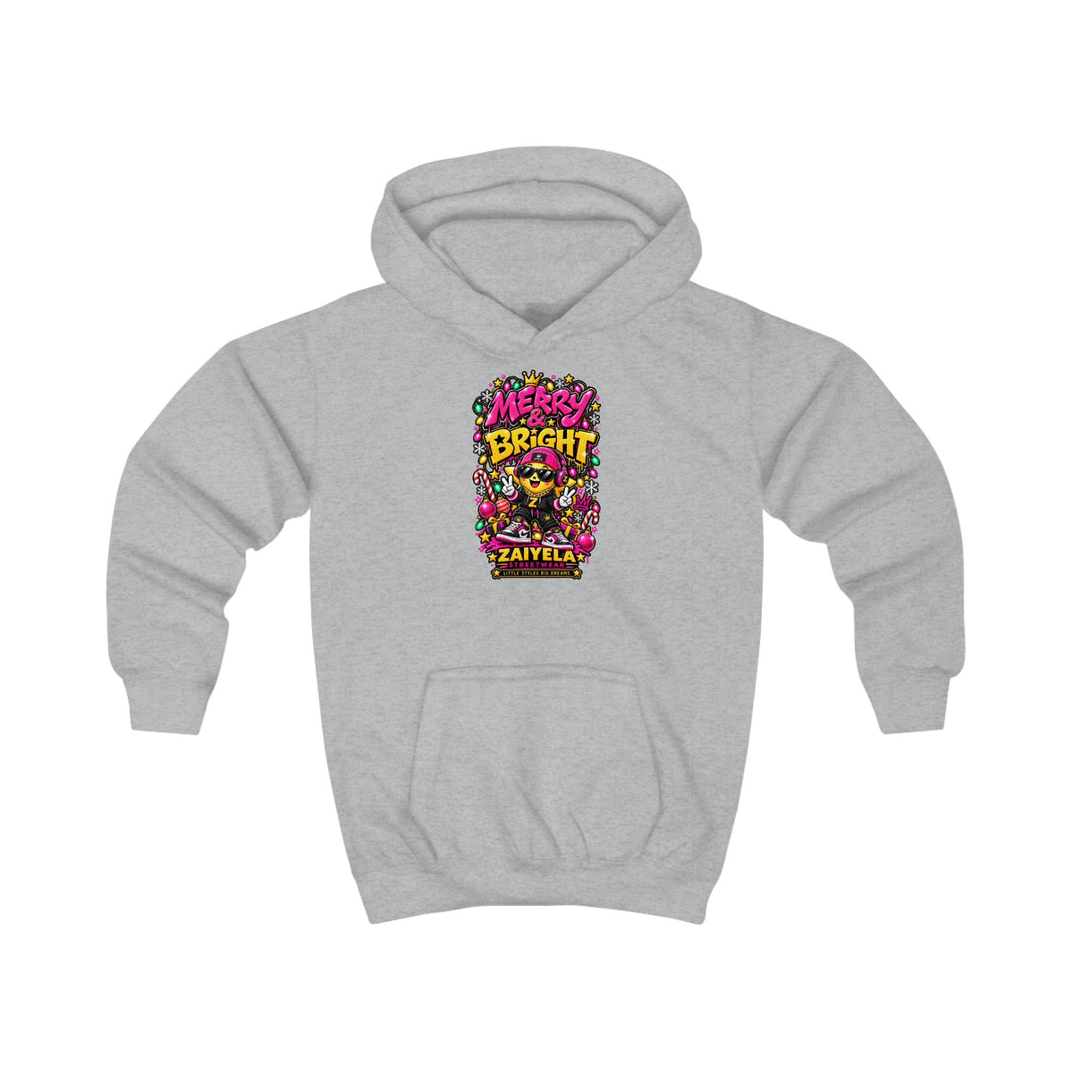 Kids Hoodie — 'Shine Bright' Colorful Holiday Graphic Hoodie