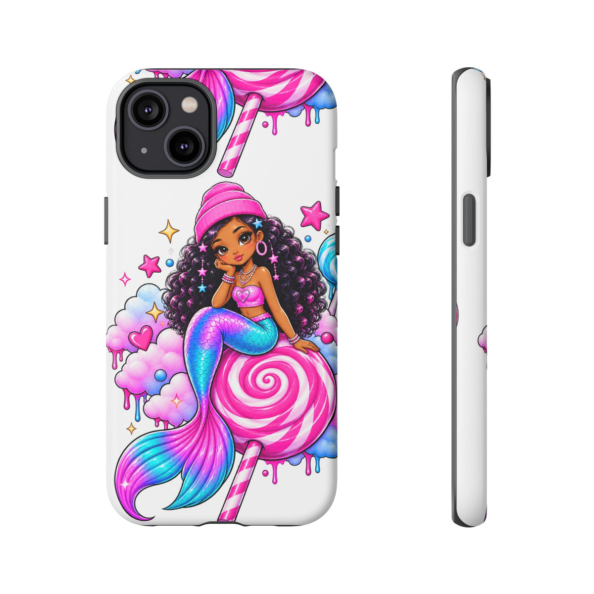 Cute Mermaid Candy Phone Case  Pink Lollipop Fantasy Tough Case