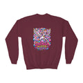 Youth Crewneck Sweatshirt — Colorful Cartoon Pegasus Design