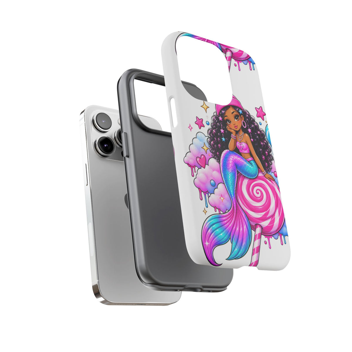 Cute Mermaid Candy Phone Case  Pink Lollipop Fantasy Tough Case