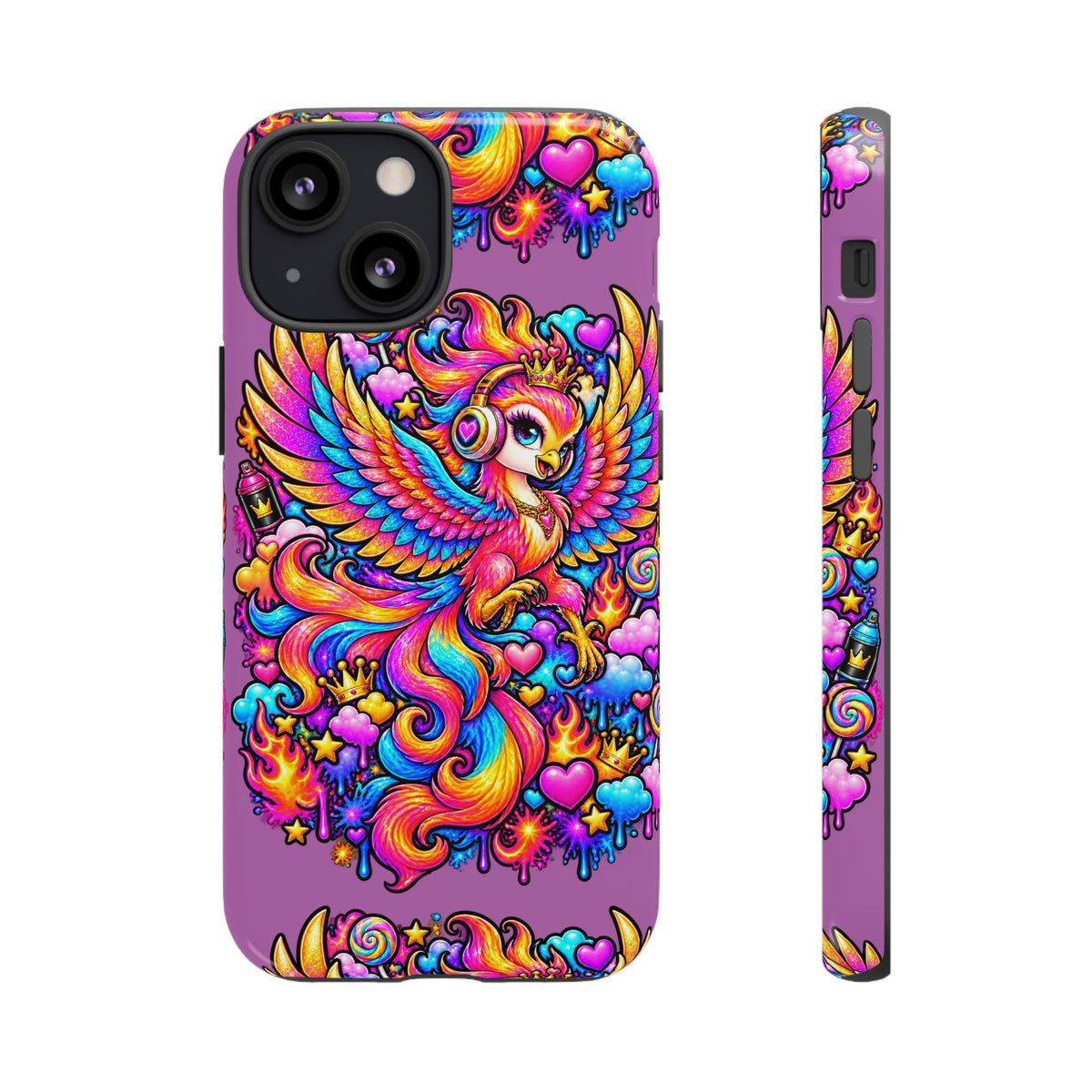 Phone Case — Vibrant Rainbow Phoenix with Headphones
