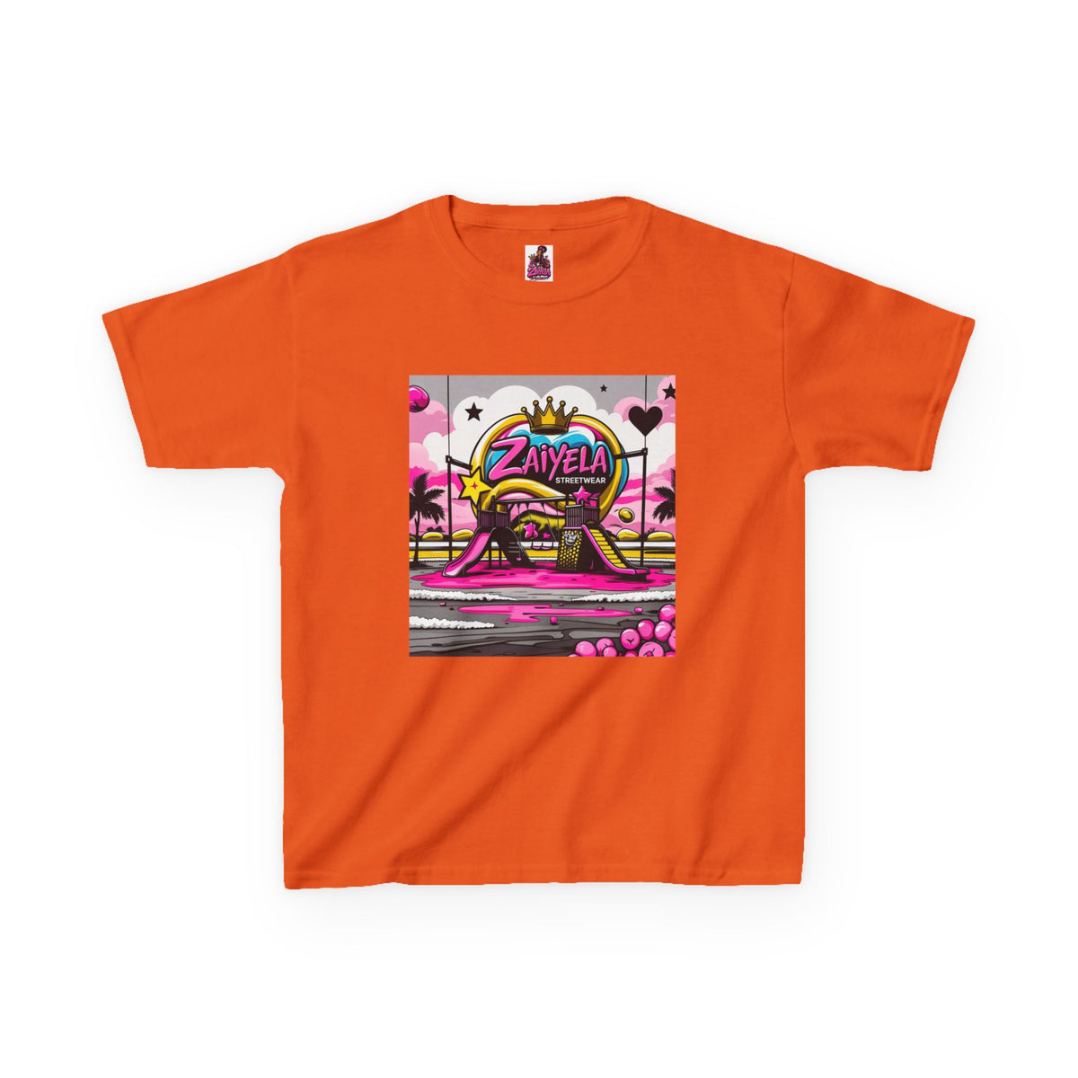 Kids T-Shirt Retro Pink Sunset Skate Monster  Zaiyela Graphic
