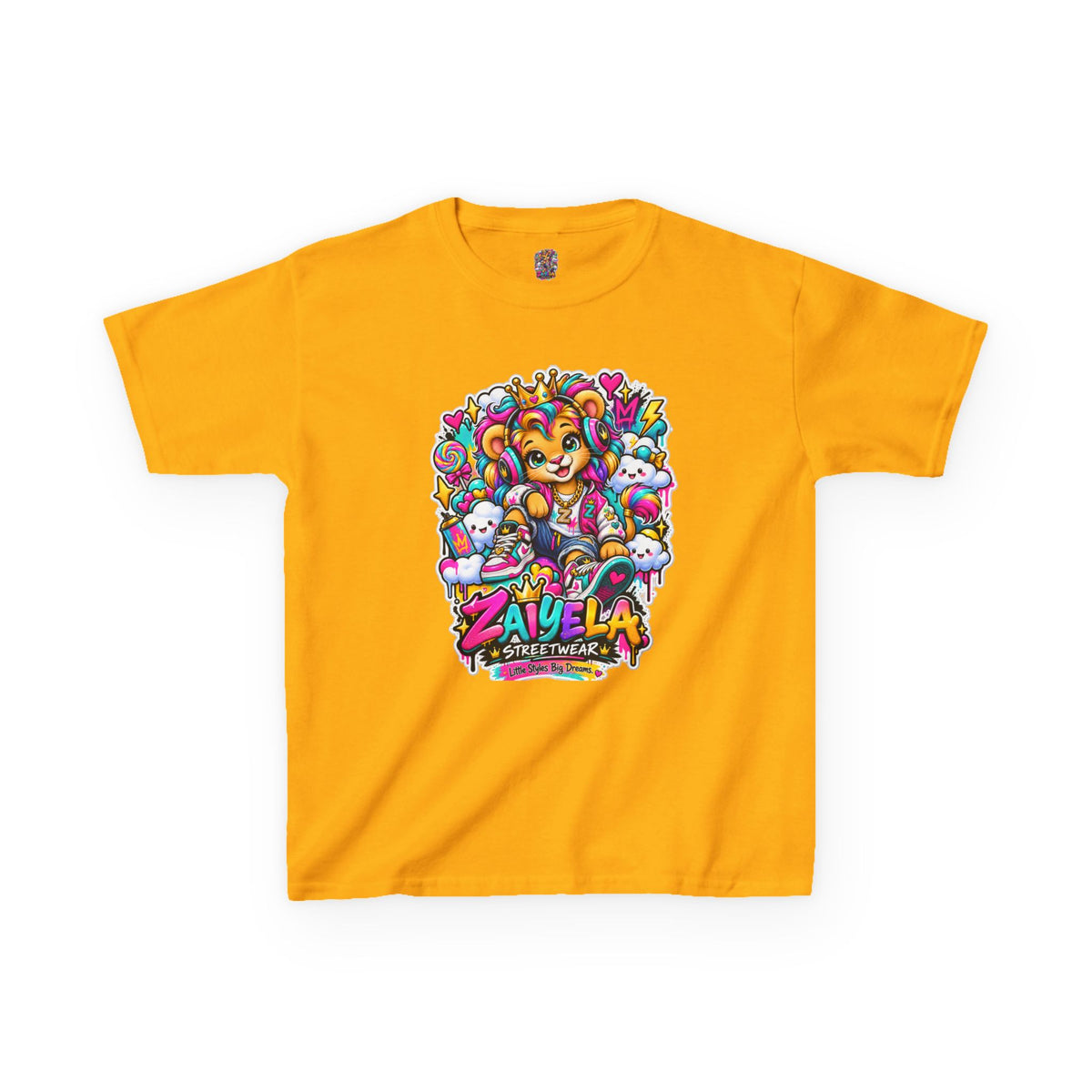 Kids Tee — Colorful Cartoon Rainbow Lion Cub Graphic