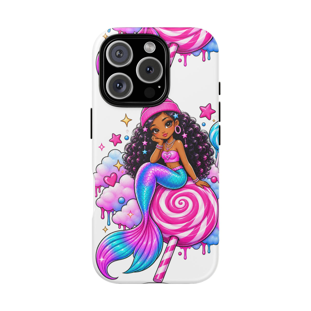 Cute Mermaid Candy Phone Case  Pink Lollipop Fantasy Tough Case