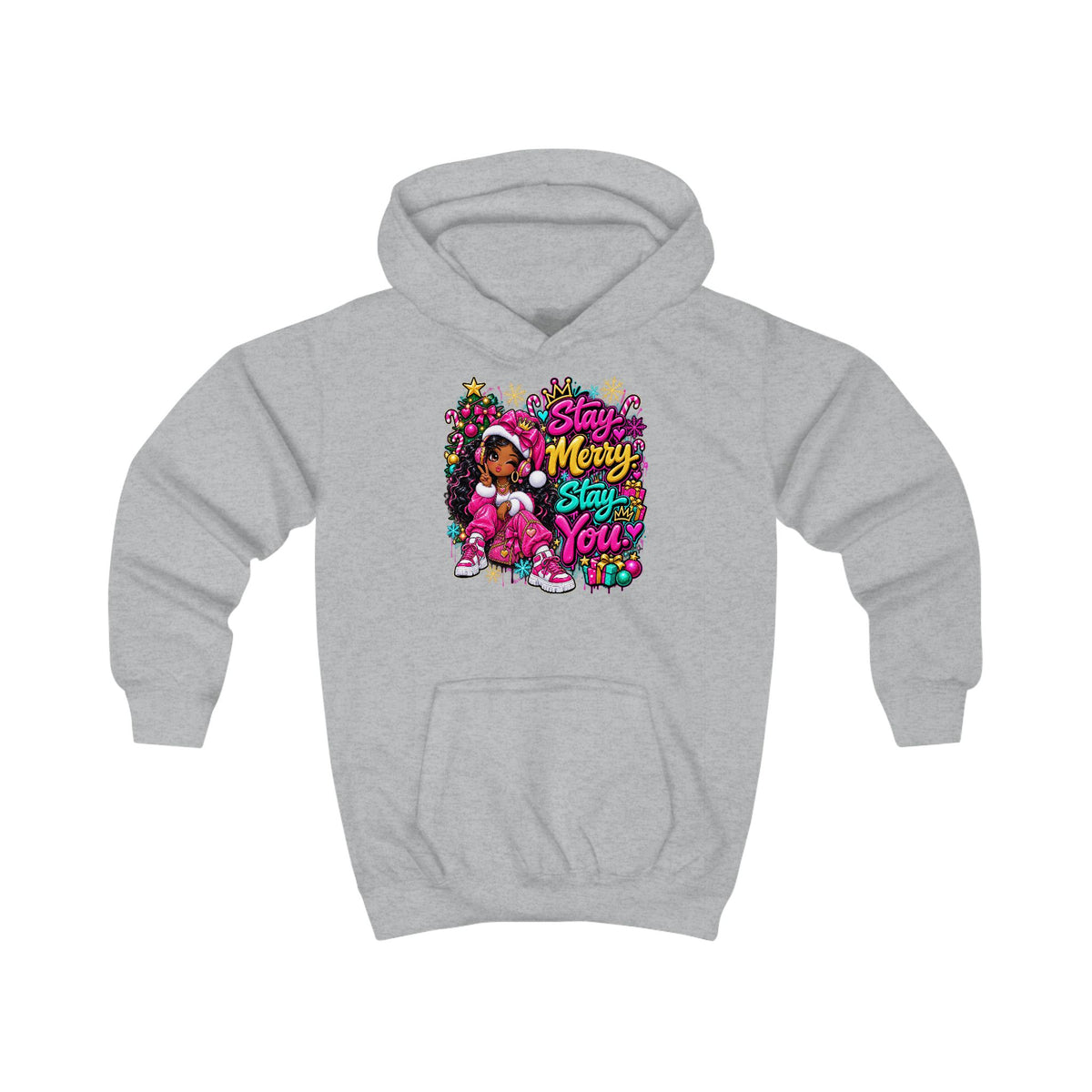 Kids Hoodie Stay Merry. Stay You Holiday Graphic Hoodie (Merry & Bright)