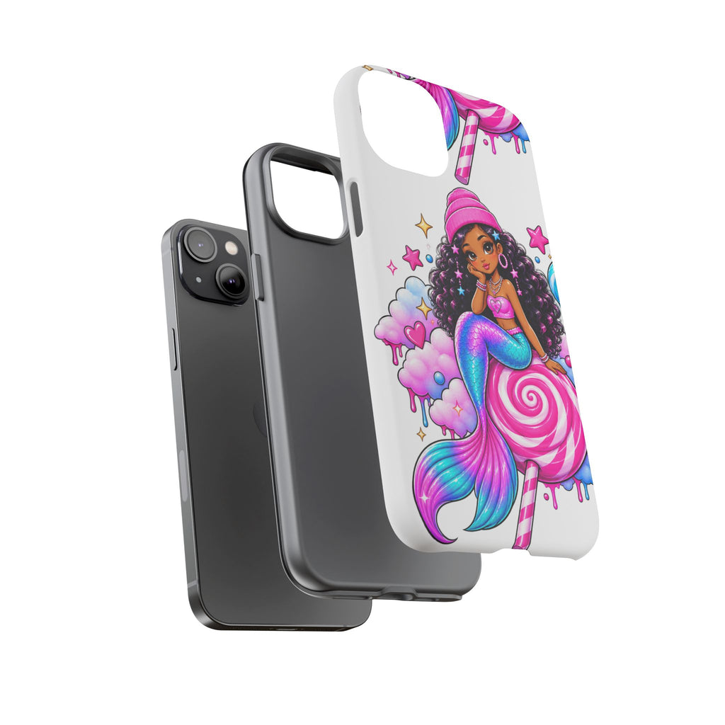 Cute Mermaid Candy Phone Case  Pink Lollipop Fantasy Tough Case