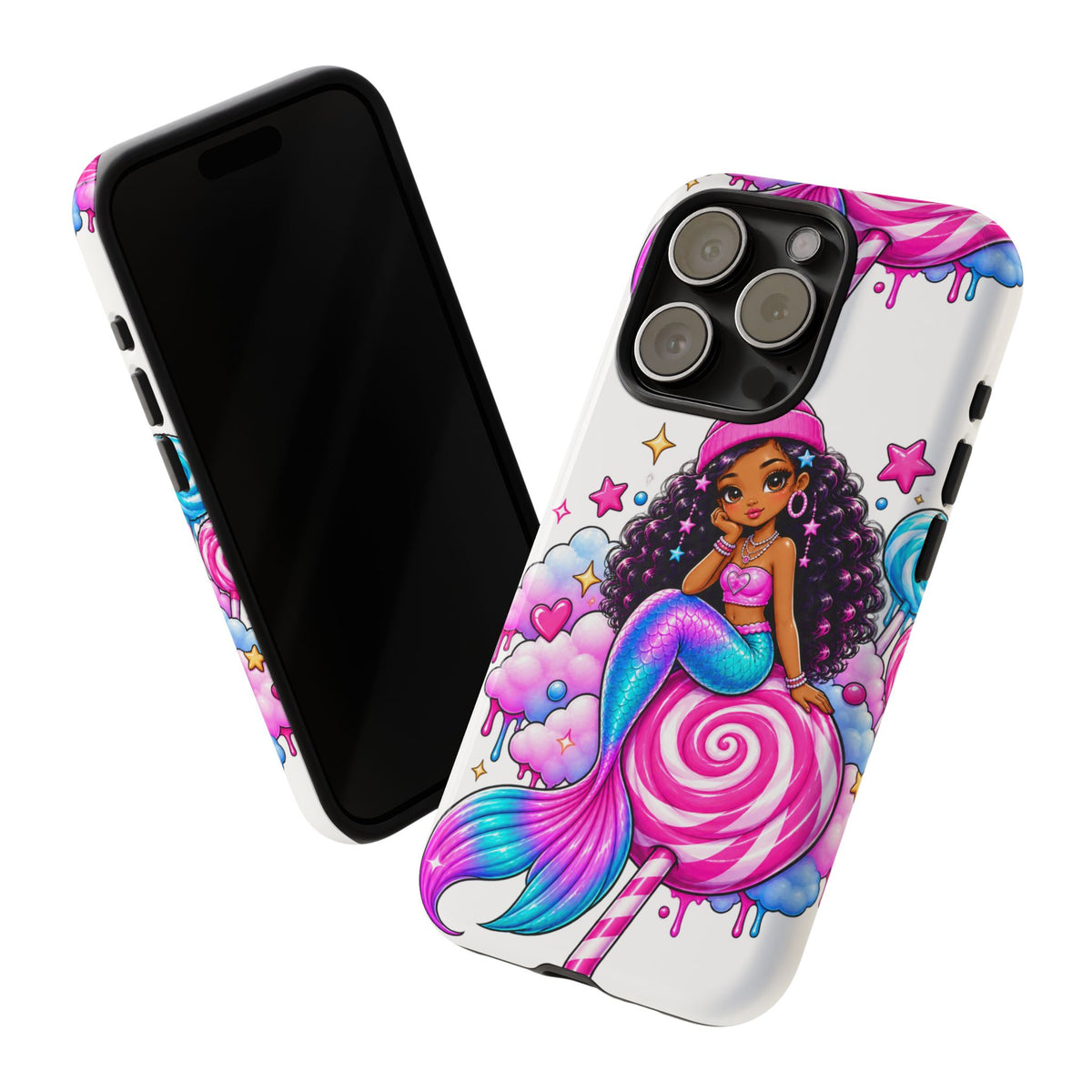 Cute Mermaid Candy Phone Case  Pink Lollipop Fantasy Tough Case